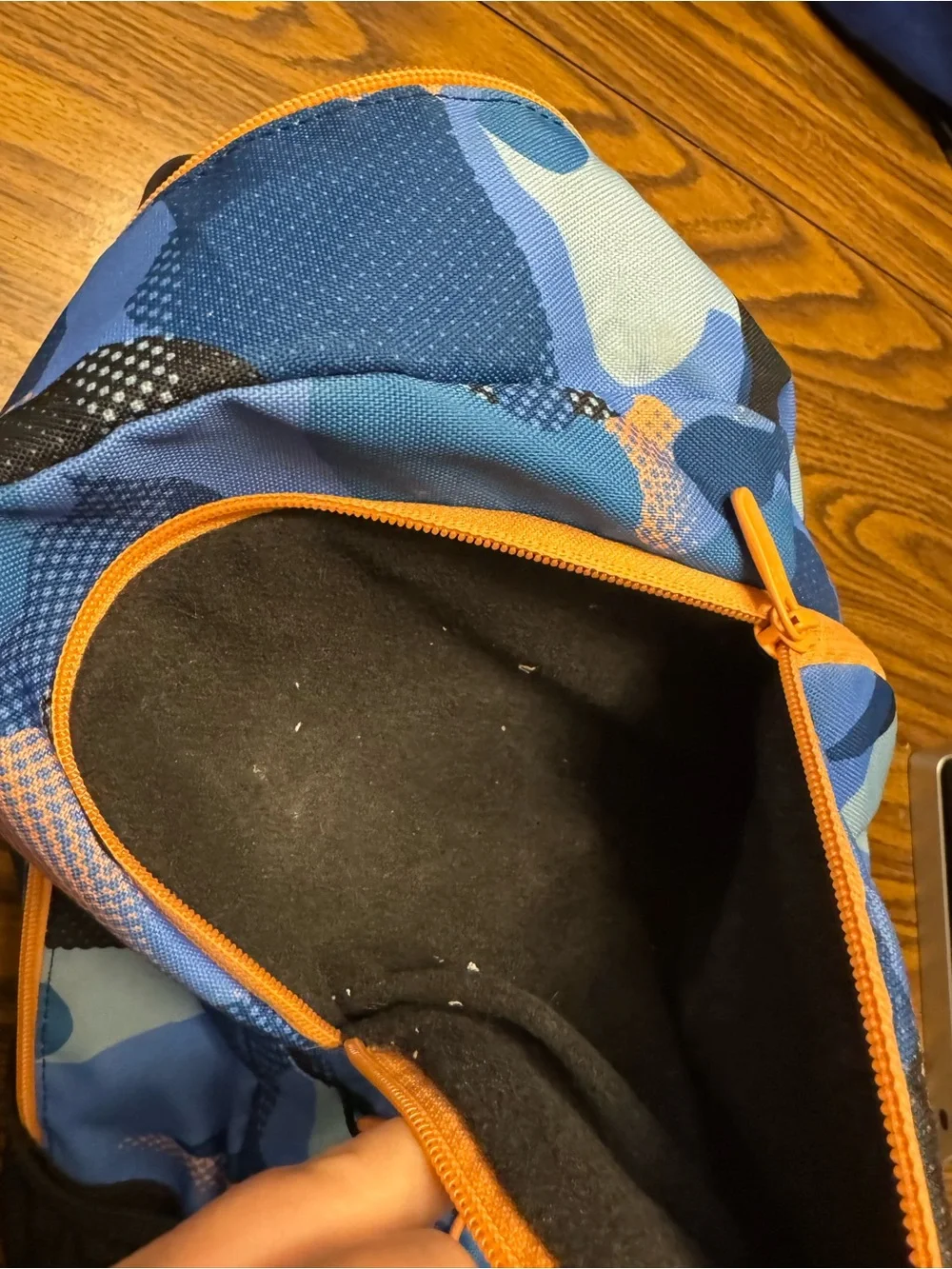 Under Armour Blue Camo Backpack with Orange Bungee